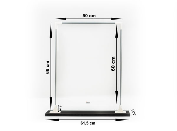 Mobiler Hustenniesschutz - Aufstellerset - 1 SET = 4 Stück	 50cm x 60cm aus Hart-PVC-Folie 0,3mm - Metallwarenfabrik Simon