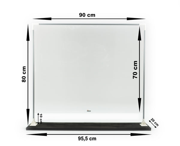 Mobiler Hustenniesschutz - Thekenaufsteller XXL  90cm x 70cm aus Hart-PVC-Folie 0,3mm - Metallwarenfabrik Simon